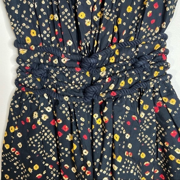Rachel Roy Cottagecore Prairie Dress Black Red Yellow Rope Waist Size 0 - Picture 6 of 9